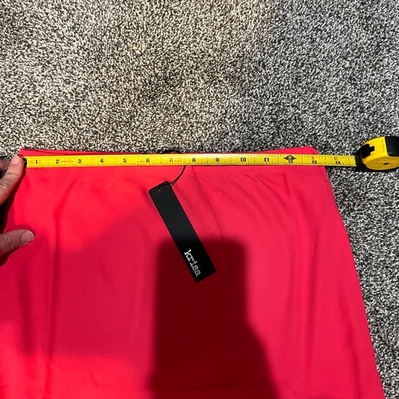 krisa Revolve Brand Coral Red Chiffon Midi Skirt Size Small - Picture 9 of 9